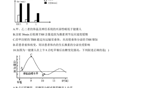 专题十二人类高等动物的神经调节、体液调节和免疫调节&mdash;&mdash;高考生物学考点剖析精创专题卷（含解析）_2025年新高考资料_一轮复习_2025届高考生物一轮复习考点剖析练习（有解析）