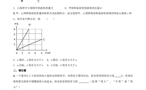 10.3物体的浮沉条件及应用（原卷版）-2020-2021学年八年级下册物理精讲精练（人教版）_初物_人教版初中物理初二三同步讲义习题练习八九年级电子资料word素材_20250116_181533