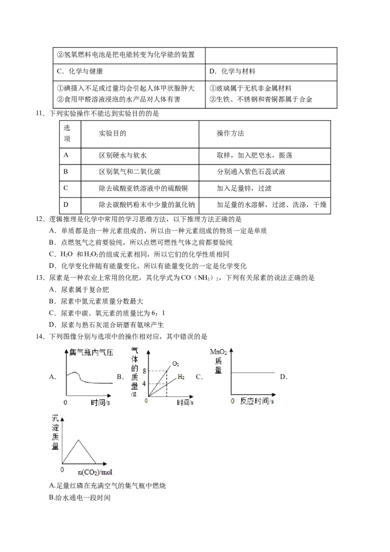 化学（湖南卷）（考试版A4）_初中全科电子版试卷练习试题_化学_2024中考模拟题化学(1)_一模_化学（湖南卷）-2024年中考第一次模拟考试