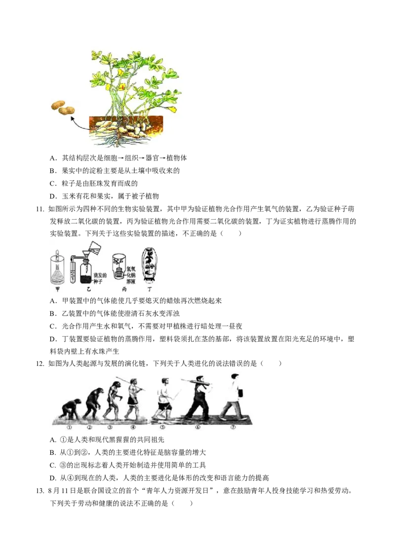 生物（江西卷）（考试版A4）_初中全科电子版试卷练习试题_生物_2024中考模拟题生物(1)_一模_生物（江西卷）-2024年中考第一次模拟考试