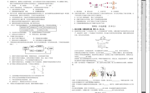 生物（盐城卷）（考试版A3）_初中全科电子版试卷练习试题_生物_2024中考模拟题生物(1)_二模_生物（盐城卷）-：2024年中考第二次模拟考试