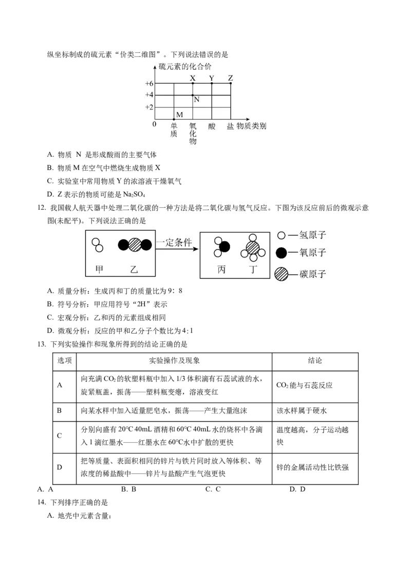 化学（苏州卷）（考试版A4）_初中全科电子版试卷练习试题_化学_2024中考模拟题化学(1)_三模（36套）_化学（苏州卷）