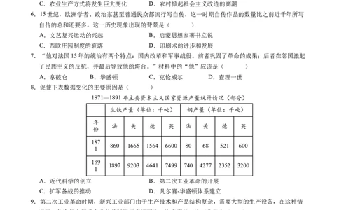 历史（河北卷）（考试版A4）_初中全科电子版试卷练习试题_历史_2024中考模拟题历史(1)_三模（34套）_历史（河北卷）