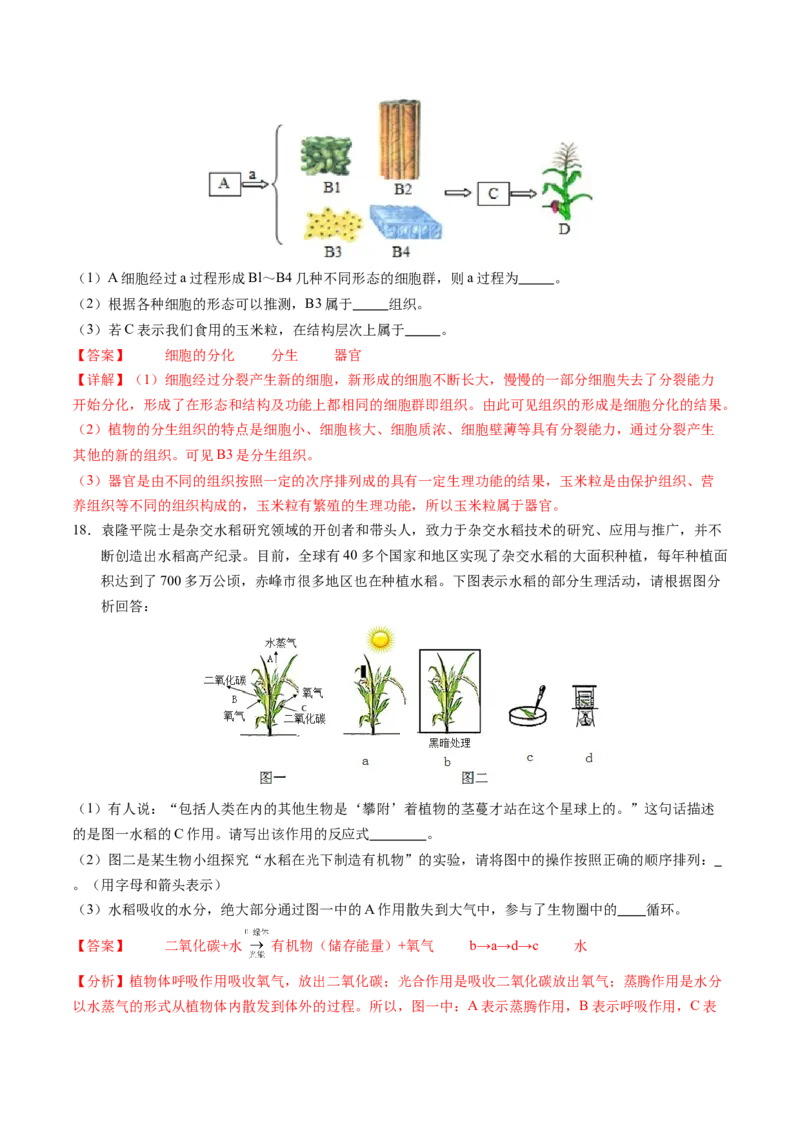 生物（南通卷）（全解全析）_初中全科电子版试卷练习试题_生物_2024中考模拟题生物(1)_二模_生物（南通卷）-：2024年中考第二次模拟考试