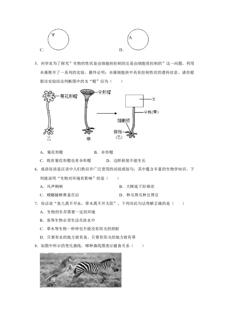 期末综合测试卷-（人教版）（原卷版）_初中全科电子版试卷练习试题_生物_生物人教版7上练习&mdash;24新版已更新_人教生物7年级上期末试卷11份