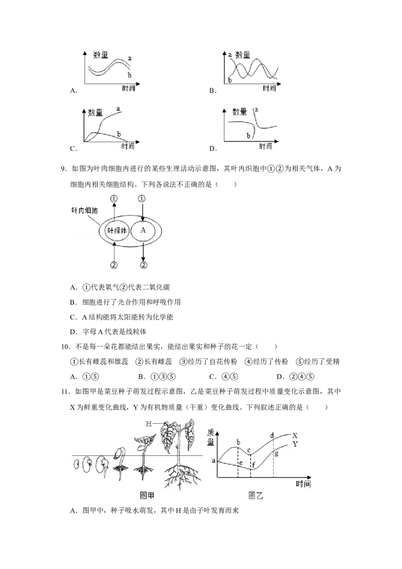 期末综合测试卷-（人教版）（原卷版）_初中全科电子版试卷练习试题_生物_生物人教版7上练习&mdash;24新版已更新_人教生物7年级上期末试卷11份