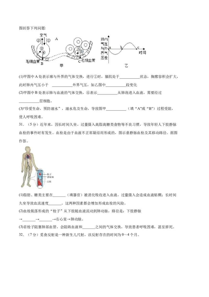 生物02卷（人教版七年级下册全部）-（考试版）A4（范围：七下全册）_new_初中全科电子版试卷练习试题_生物_生物人教版7下练习_人教生物7年级下期末试卷11份
