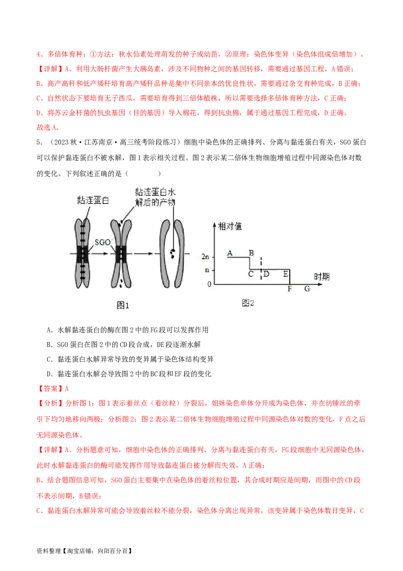 专题综合练07变异与进化(解析版)_新高考复习资料_2024年新高考复习资料_一轮复习资料_完备战2024年高考生物一轮复习考点帮（新高考）_必修2