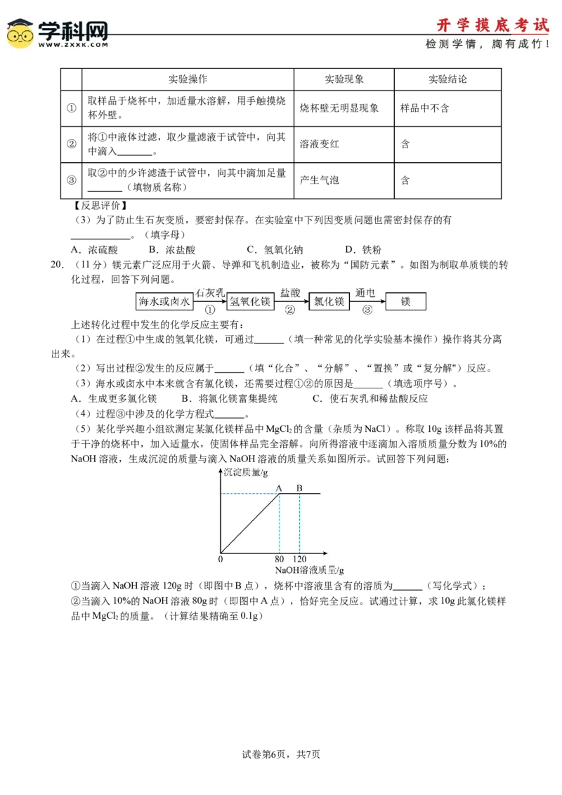 化学（广州卷）（考试版A4）_初中全科电子版试卷练习试题_化学_2024中考模拟题化学(1)_一模_化学（广州卷）-2024年中考第一次模拟考试