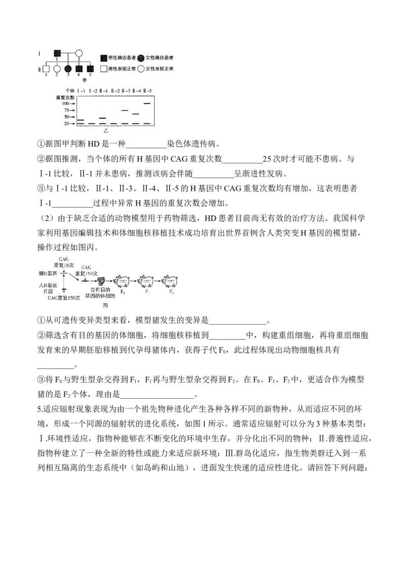 专题8生物的变异与进化（非选择题）&mdash;&mdash;2025届高考生物学模块分练新高考版（含解析）_2025年新高考资料_二轮复习
