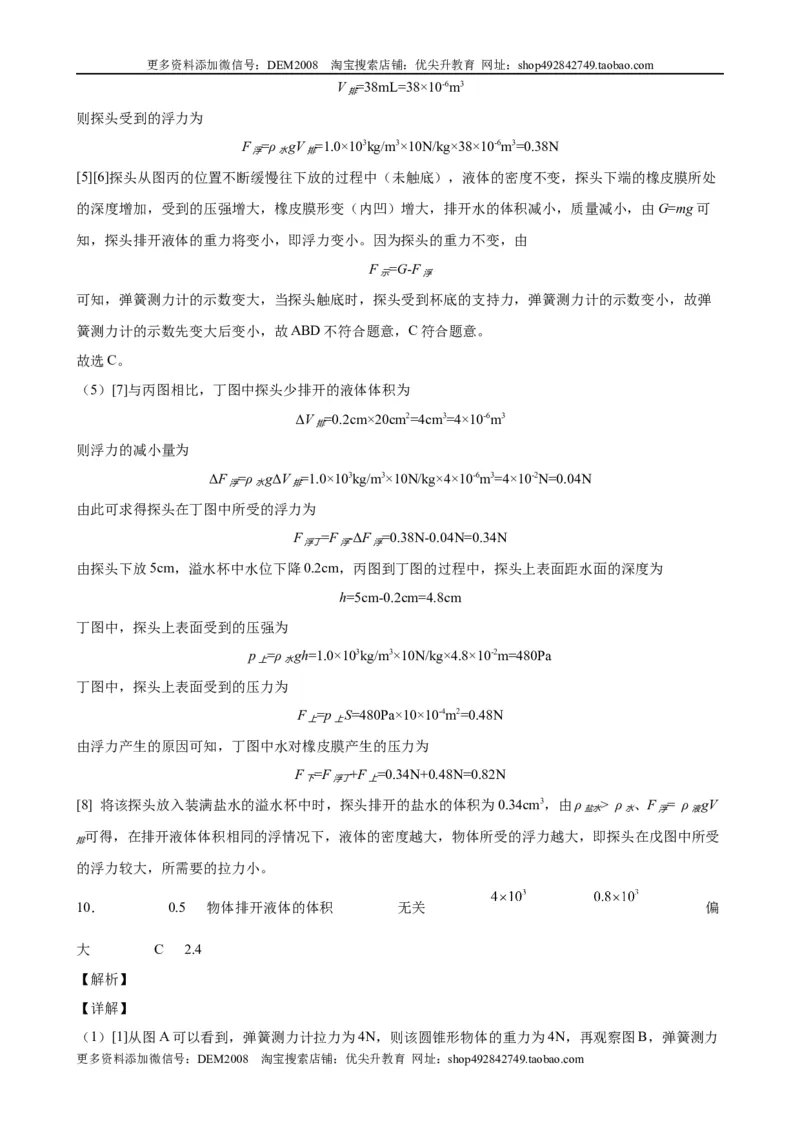 实验题03浮力的实验（含答案详解）_初中全科电子版试卷练习试题_物理_8年级下册物理试题_人教版物理八年级下专项练习（029份）