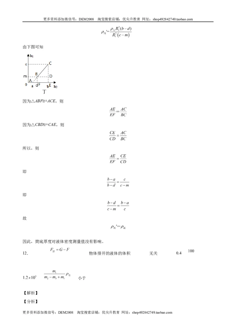 实验题03浮力的实验（含答案详解）_初中全科电子版试卷练习试题_物理_8年级下册物理试题_人教版物理八年级下专项练习（029份）