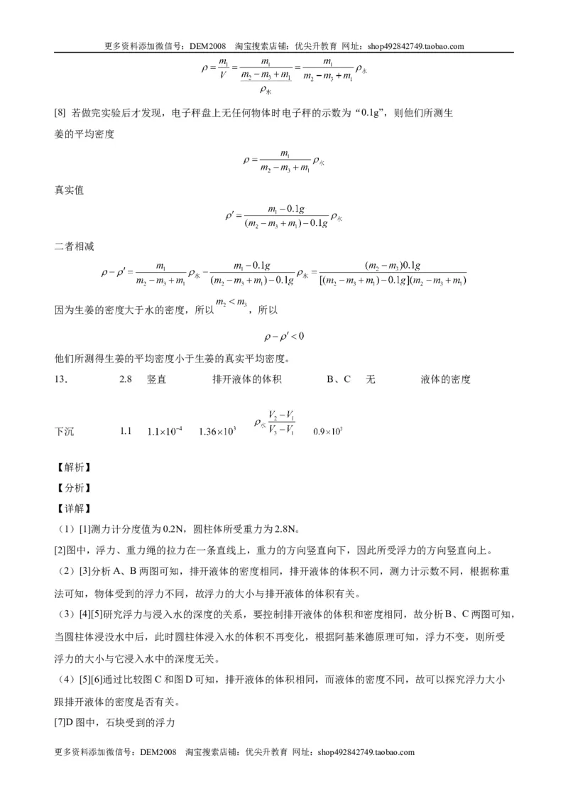 实验题03浮力的实验（含答案详解）_初中全科电子版试卷练习试题_物理_8年级下册物理试题_人教版物理八年级下专项练习（029份）