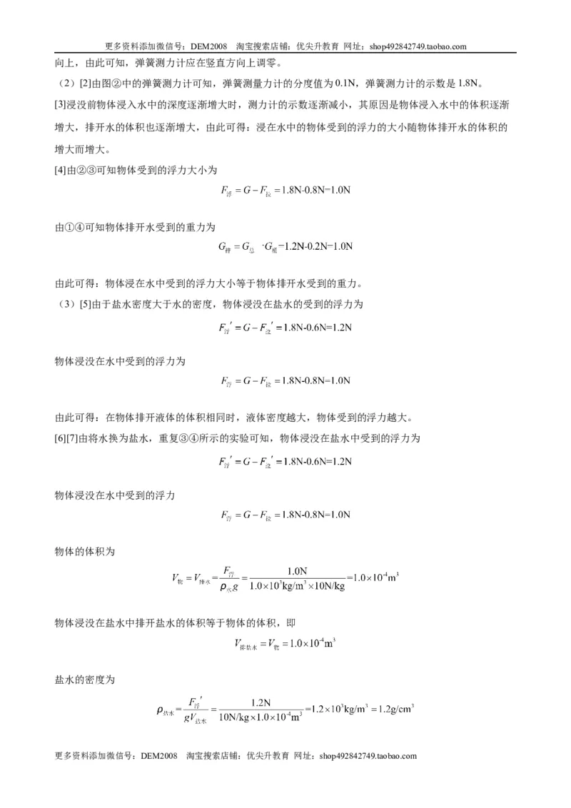 实验题03浮力的实验（含答案详解）_初中全科电子版试卷练习试题_物理_8年级下册物理试题_人教版物理八年级下专项练习（029份）