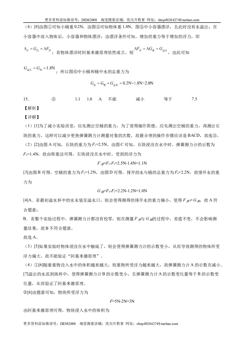 实验题03浮力的实验（含答案详解）_初中全科电子版试卷练习试题_物理_8年级下册物理试题_人教版物理八年级下专项练习（029份）