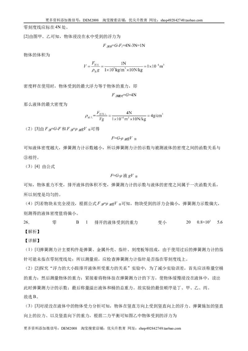 实验题03浮力的实验（含答案详解）_初中全科电子版试卷练习试题_物理_8年级下册物理试题_人教版物理八年级下专项练习（029份）