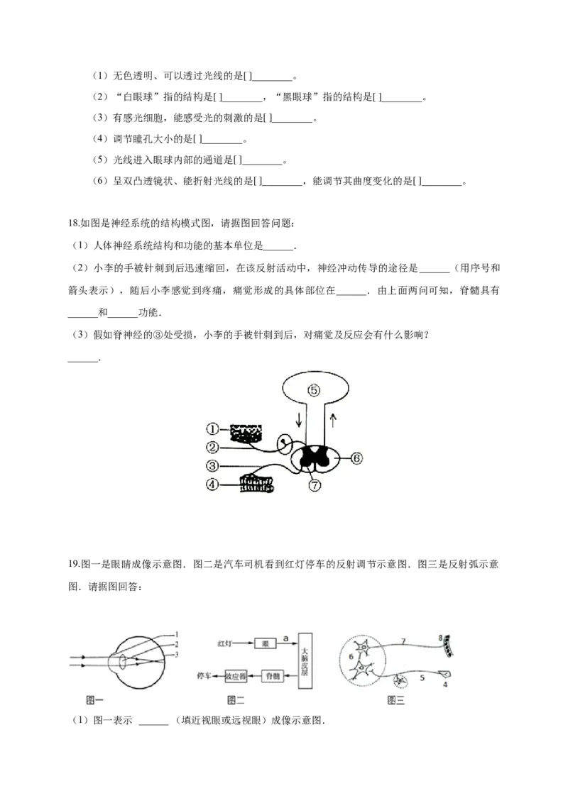 特训05填空题（20题）-（尖子生专用）（考试版）_初中全科电子版试卷练习试题_生物_生物人教版7下练习_人教生物7年级下专项练习16份