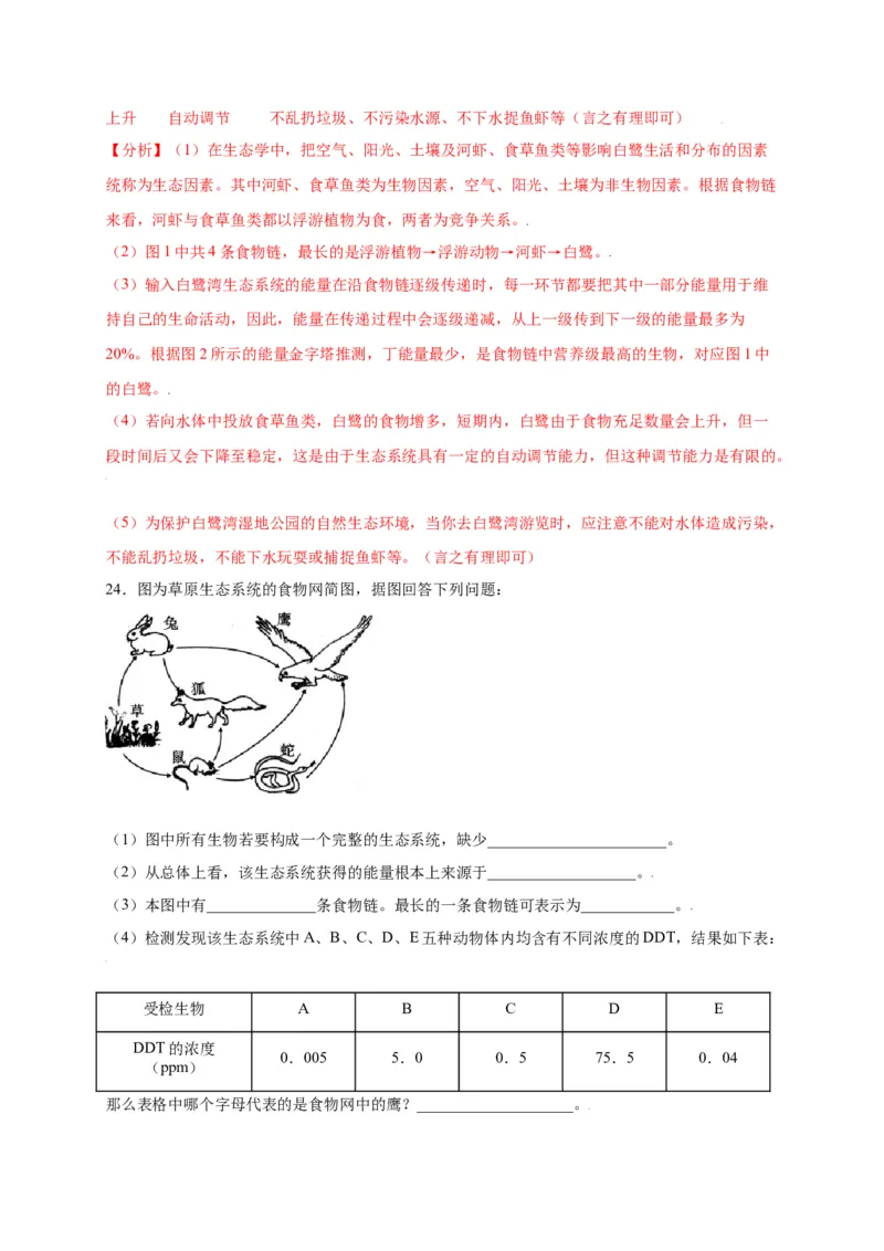第1单元（第2章）了解生物圈（选拔卷）（人教版）（解析版）_初中全科电子版试卷练习试题_生物_生物人教版7上练习&mdash;24新版已更新_人教生物7年级上单元试卷36份