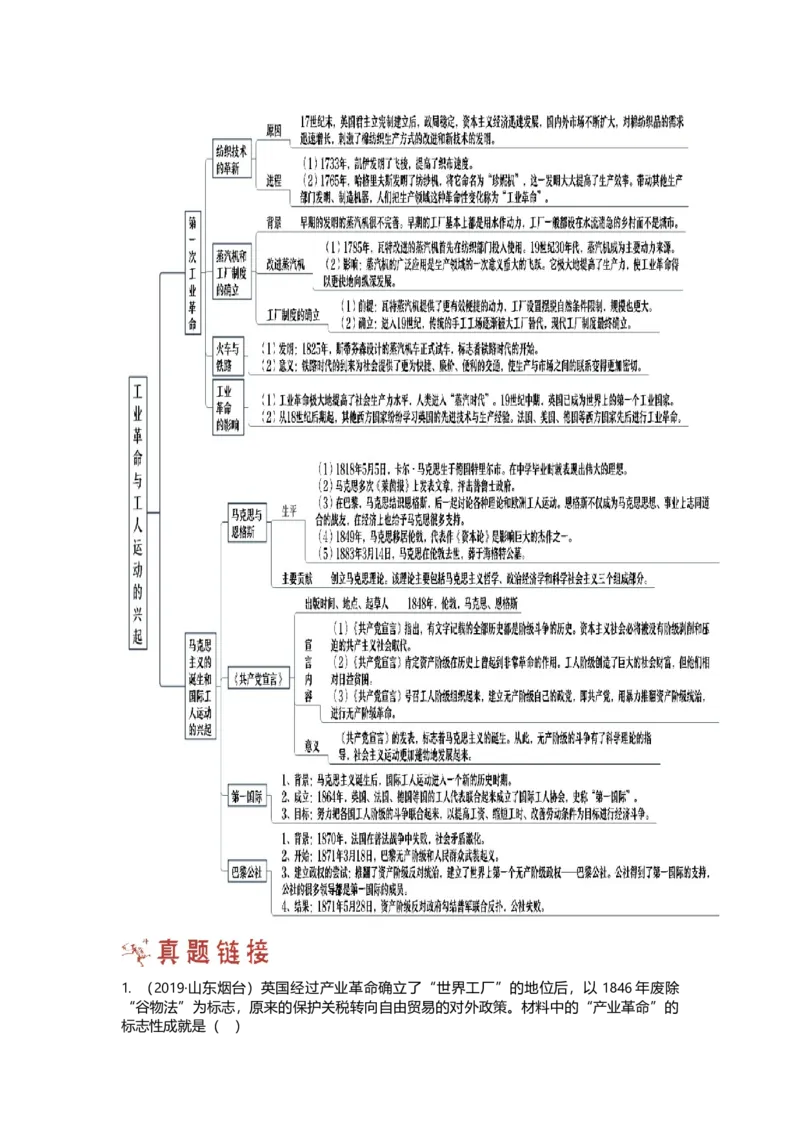 第一部分九年级上册部分专题四工业革命和工人运动的兴起思维导图_初中全科电子版试卷练习试题_历史_历史人教版9上试卷_部编人教版历史9年级上专项练习12份