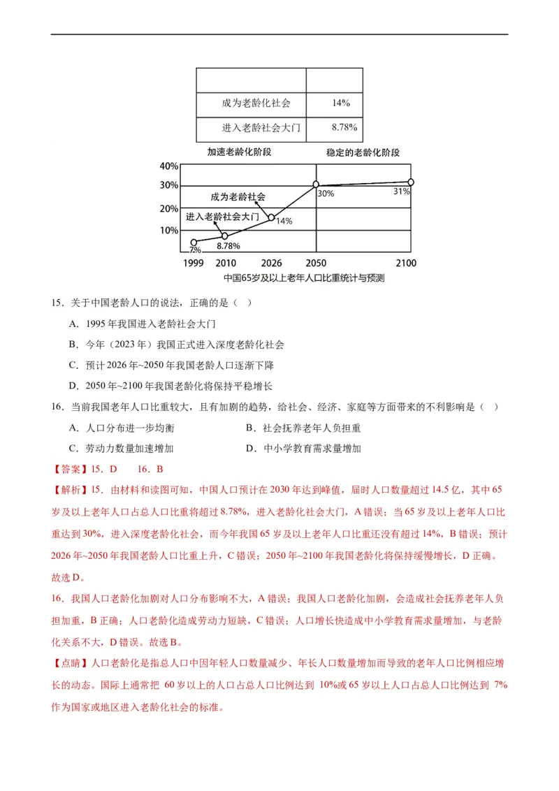 地理（福建）（全题解析）_初中全科电子版试卷练习试题_地理_2024中考模拟题地理(1)_一模_地理（福建卷）-2024年中考第一次模拟考试