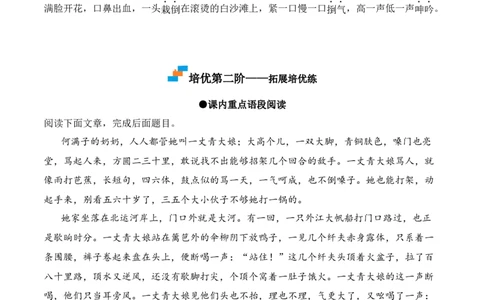 第8课《蒲柳人家》-九年级语文下册课后培优分级练（部编版）（原卷版）_初中全科电子版试卷练习试题_语文_9下初中部编版语文练习、试卷_部编语文九年级下课时练习（072份）