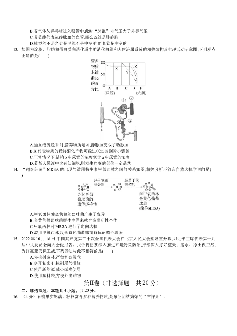 生物（呼和浩特卷）（考试版A4）_初中全科电子版试卷练习试题_生物_2024中考模拟题生物(1)_一模_生物（呼和浩特卷）-2024年中考第一次模拟考试