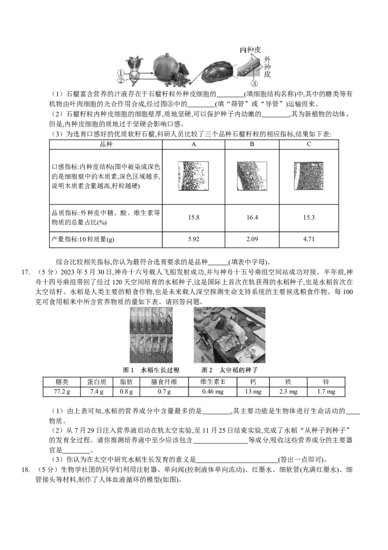 生物（呼和浩特卷）（考试版A4）_初中全科电子版试卷练习试题_生物_2024中考模拟题生物(1)_一模_生物（呼和浩特卷）-2024年中考第一次模拟考试