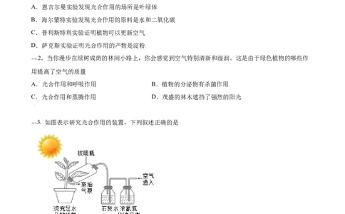 必考点21光合作用吸收二氧化碳释放氧气-（人教版）（原卷版）_初中全科电子版试卷练习试题_生物_生物人教版7上练习&mdash;24新版已更新_人教生物7年级上专项练习28份