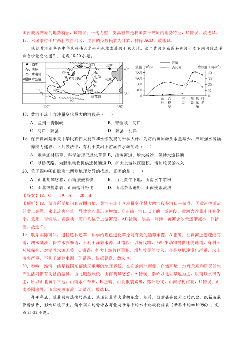 地理（山东济南卷）（全解全析）_初中全科电子版试卷练习试题_地理_2024中考模拟题地理(1)_二模_地理（山东济南卷）-：2024年中考第二次模拟考试