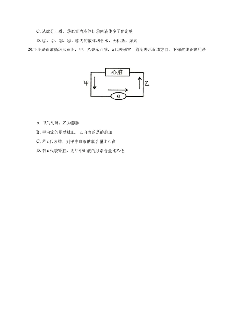 特训03选择题（20题）-（尖子生专用）（考试版）_初中全科电子版试卷练习试题_生物_生物人教版7下练习_人教生物7年级下专项练习16份