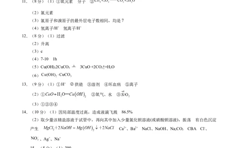 化学（南通卷）（参考答案及评分标准）_初中全科电子版试卷练习试题_化学_2024中考模拟题化学(1)_一模_化学（南通卷）-2024年中考第一次模拟考试