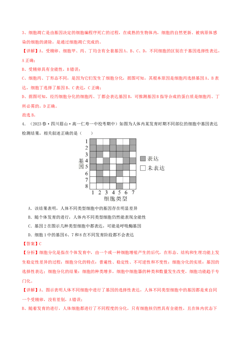 专题综合练03细胞的生命历程(解析版)_新高考复习资料_2024年新高考复习资料_一轮复习资料_完备战2024年高考生物一轮复习考点帮（新高考）_必修1