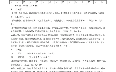 地理（广东省卷）（参考答案及评分标准）_初中全科电子版试卷练习试题_地理_2024中考模拟题地理(1)_三模（39）_地理（广东省卷）