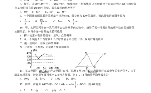 人教版九年级上期末数学试卷7_初中全科电子版试卷练习试题_数学_9上初中人教版数学练习、试卷_人教数学九年级上期末试卷（015份）_期末测试卷（第3套含答案）（共7份）