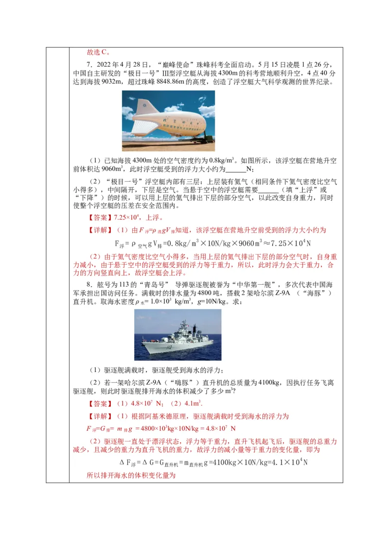 10.3物体的浮沉条件及应用（教学设计）-八年级物理下册同步备课系列（人教版）_初物_2024人教版初中物理八九年级上下册课件教案PPT试题电子版资料_八年级下册教案_第十单元