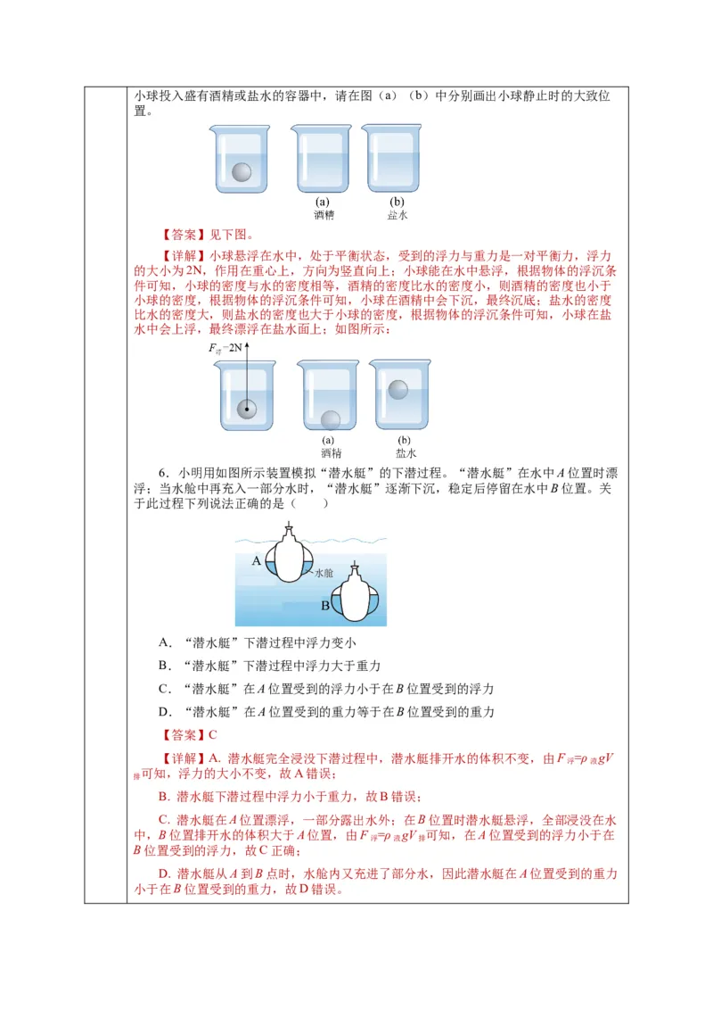 10.3物体的浮沉条件及应用（教学设计）-八年级物理下册同步备课系列（人教版）_初物_2024人教版初中物理八九年级上下册课件教案PPT试题电子版资料_八年级下册教案_第十单元