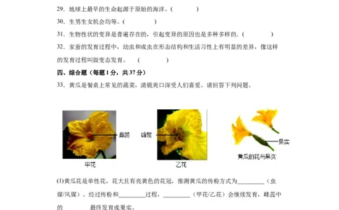 卷04-八年级生物下学期期末综合测试卷（人教版）（原卷版）_new_初中全科电子版试卷练习试题_生物_生物8下练习_人教生物8年级下期末试卷12份