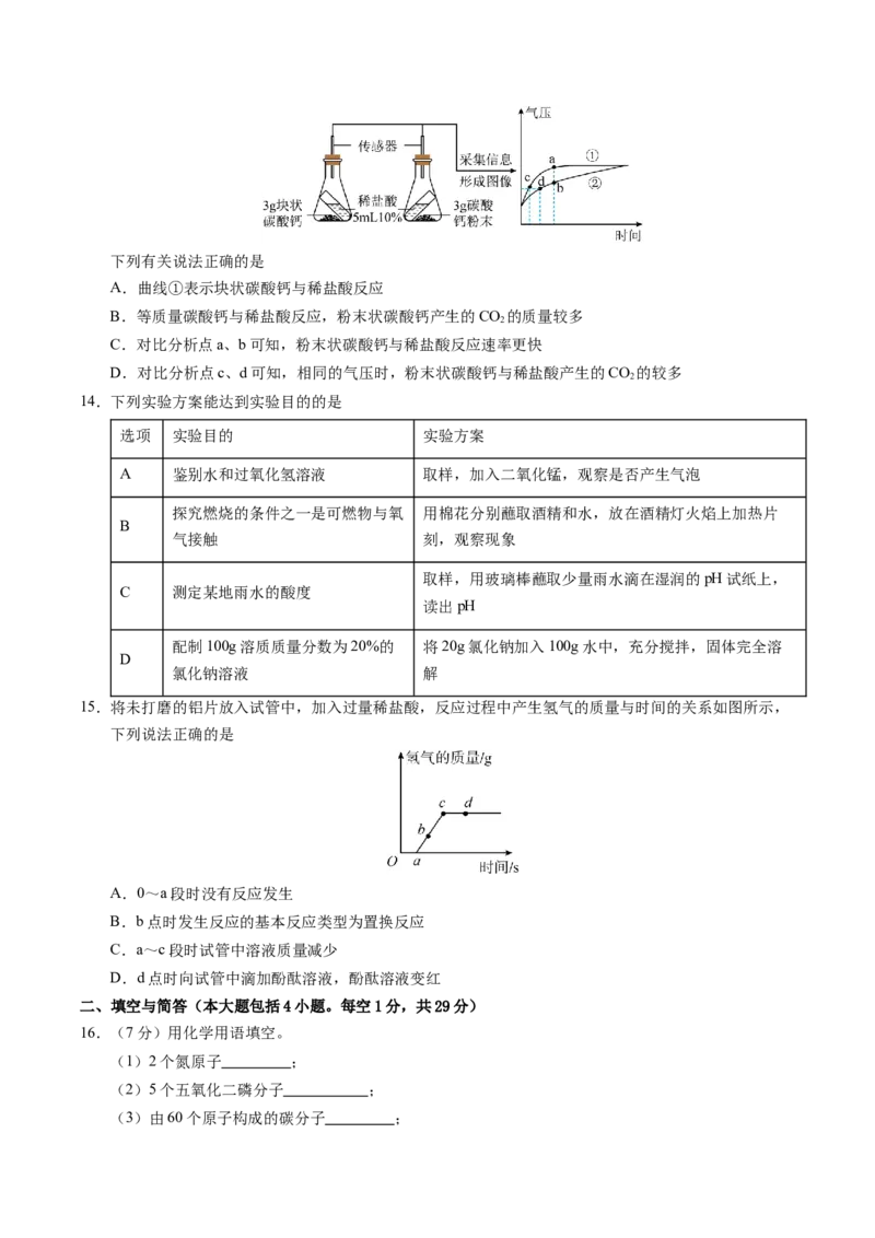 化学（全国通用）（考试版A4）_初中全科电子版试卷练习试题_化学_2024中考模拟题化学(1)_一模_化学（全国通用）-2024年中考第一次模拟考试