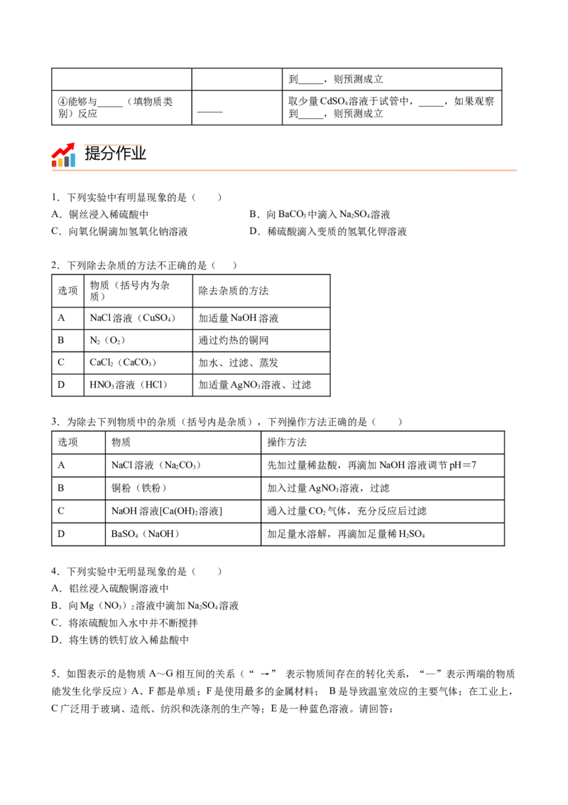 第10讲复分解反应（原卷版）_初中全科电子版试卷练习试题_化学_9年级上下册化学试题_9年级下试题_人教化学九年级下专项练习（013份）