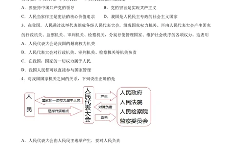 冲刺专项训练01选择题-八年级下道德与法治期末冲刺专项训练（原卷版）_初中全科电子版试卷练习试题_政治_道法人教部编8下试卷_部编道法8年级下专项练习05份