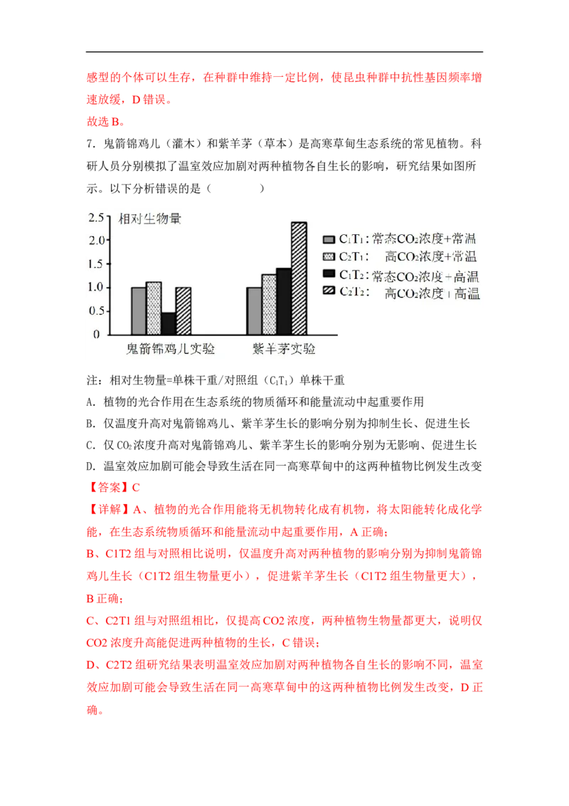 专题七生物与环境（解析版）_新高考复习资料_2023年新高考复习资料_二轮复习_过二轮备战2023年高考生物二轮专题剖析与综合训练（新教材）