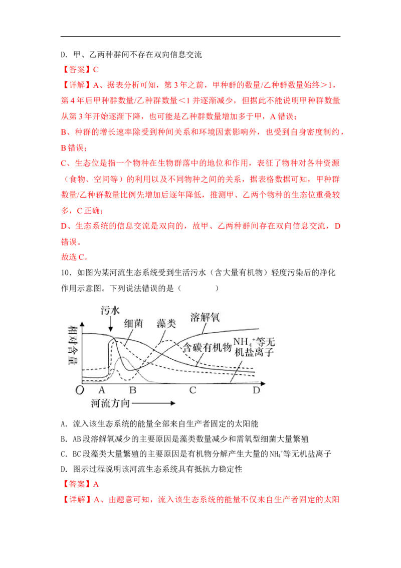专题七生物与环境（解析版）_新高考复习资料_2023年新高考复习资料_二轮复习_过二轮备战2023年高考生物二轮专题剖析与综合训练（新教材）