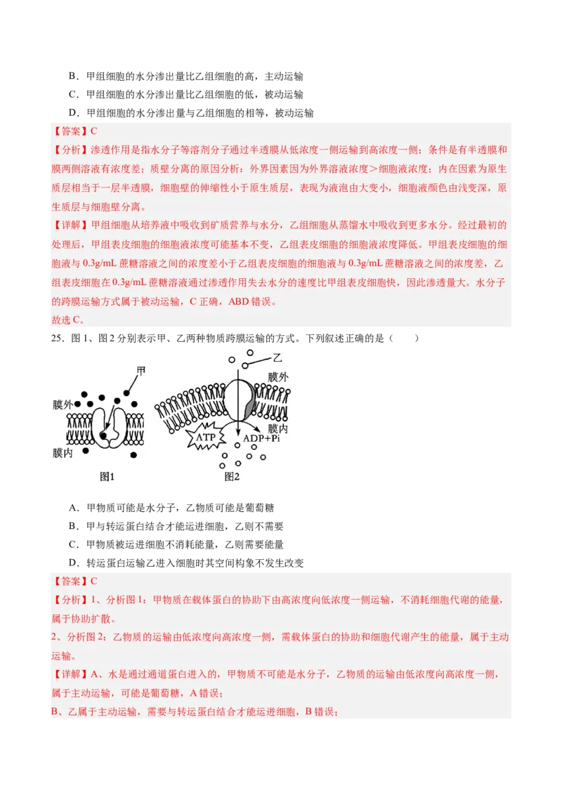 单元检测卷02细胞的结构、功能和物质运输（解析版）_新高考复习资料_2025年新高考资料_2025年高考生物一轮复习考点通关卷（新高考通用）