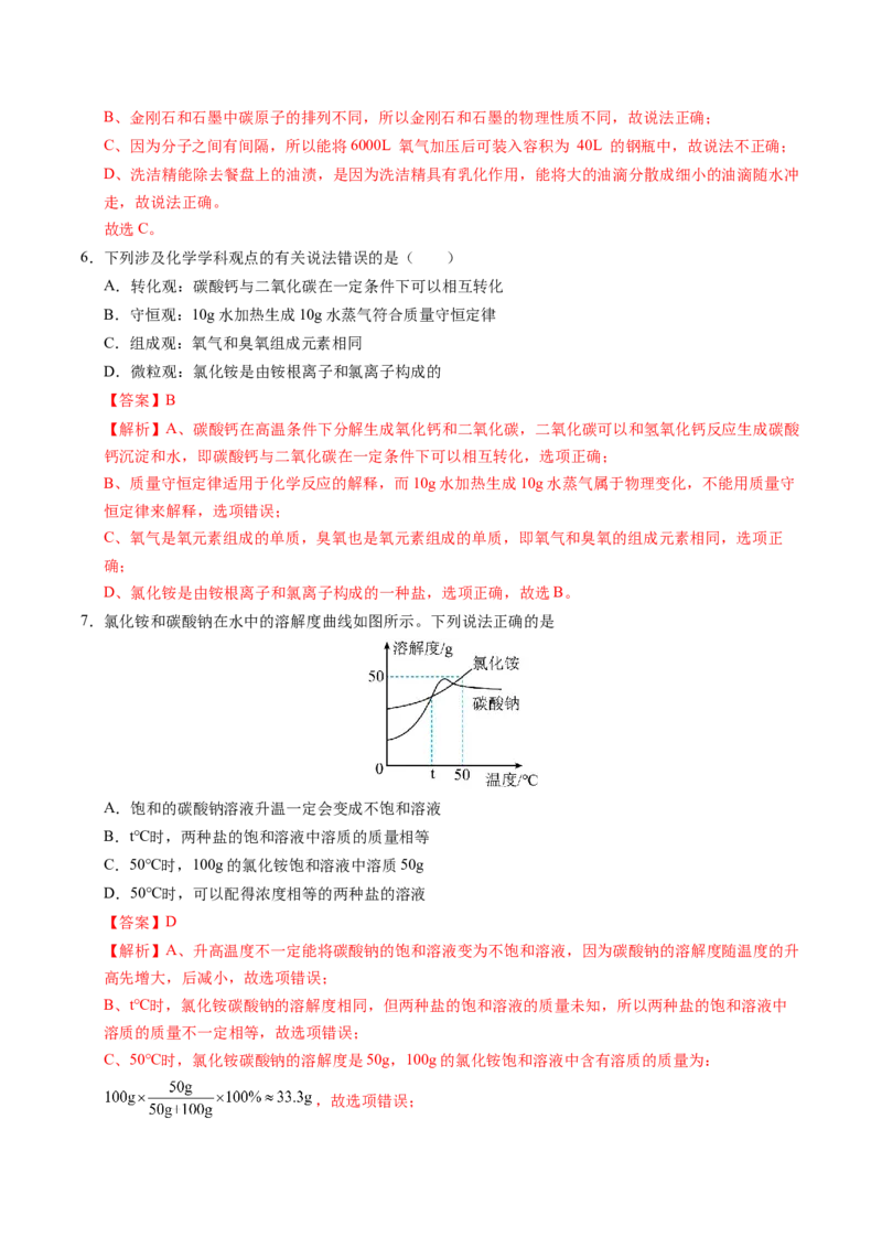 化学（徐州卷）（全解全析）_初中全科电子版试卷练习试题_化学_2024中考模拟题化学(1)_一模_化学（徐州卷）-2024年中考第一次模拟考试
