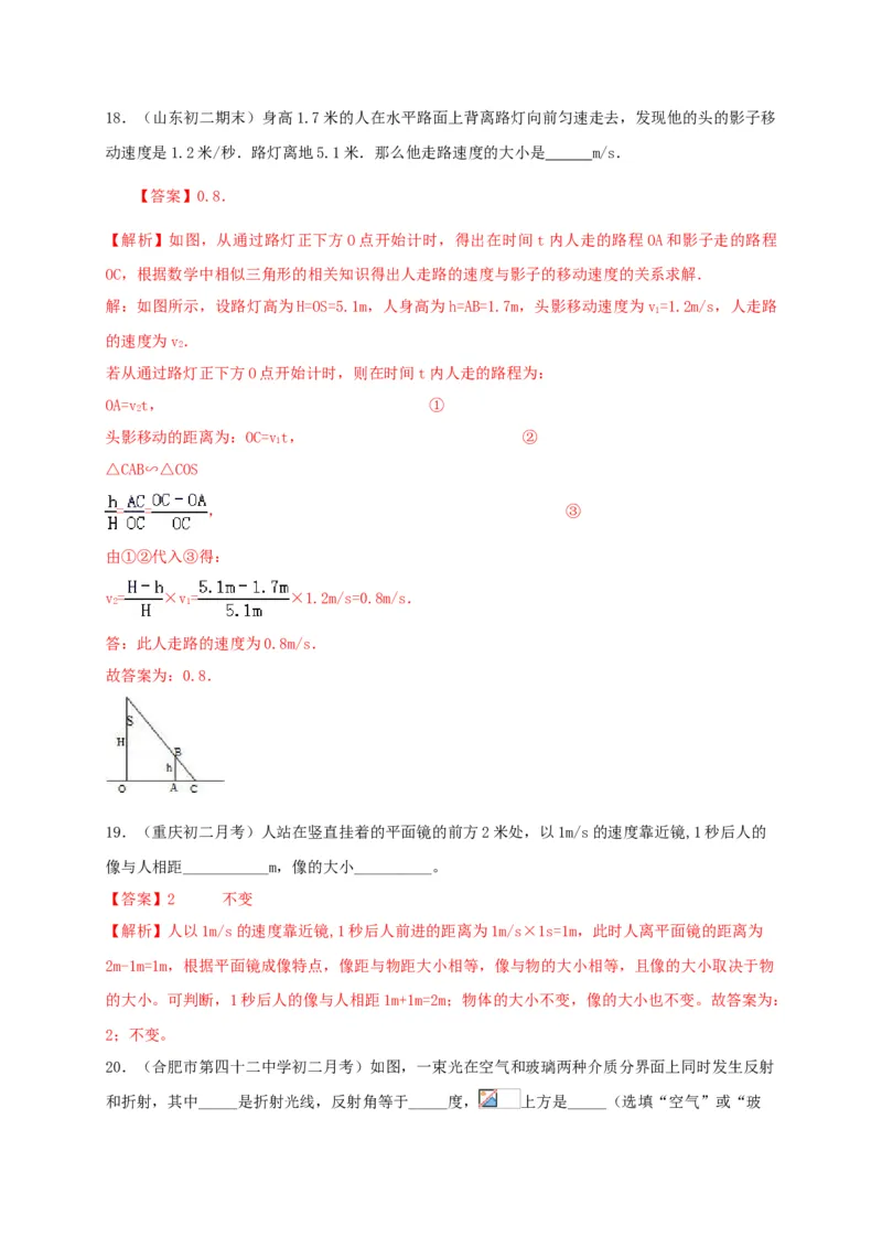 月考（十一月）检测卷（解析版）_初中全科电子版试卷练习试题_物理_8年级上册物理试题_人教版物理八年级上月考试卷（010份）