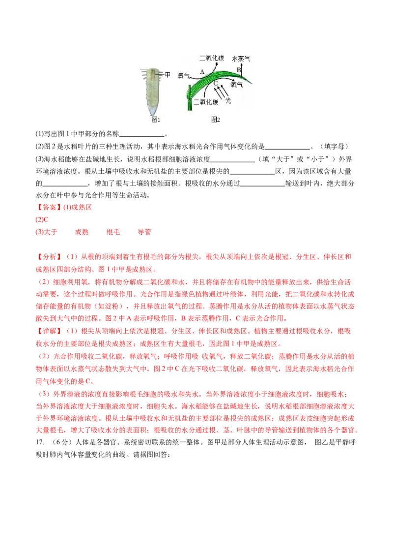 生物（广西卷）（全解全析）_初中全科电子版试卷练习试题_生物_2024中考模拟题生物(1)_一模_生物（广西卷）-2024年中考第一次模拟考试