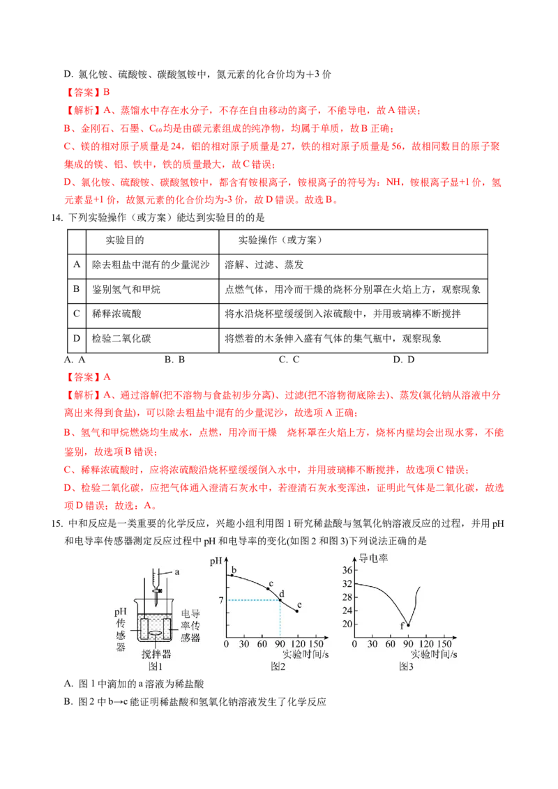 化学（南京卷）（全解全析）_初中全科电子版试卷练习试题_化学_2024中考模拟题化学(1)_一模_化学（南京卷）-2024年中考第一次模拟考试