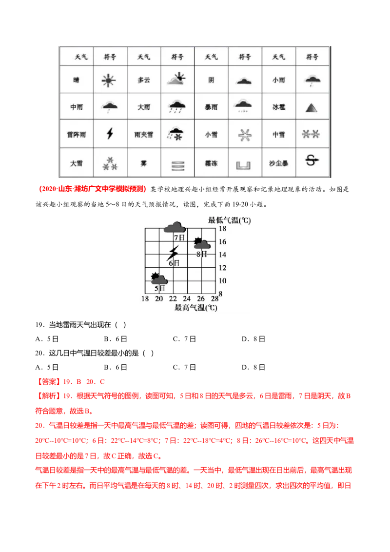 必杀06第三单元天气与气候（选择题60题）-（人教版）（解析版）_初中全科电子版试卷练习试题_地理_人教地理7上试题试卷_人教地理7年级上专项练习17份