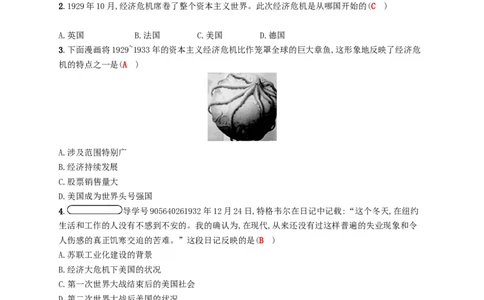 九年级历史下册第二单元凡尔赛_华盛顿体系下的世界4经济大危机课时练习新人教版20180223158_初中全科电子版试卷练习试题_历史_历史人教版9下试卷_同步练习（第四套）