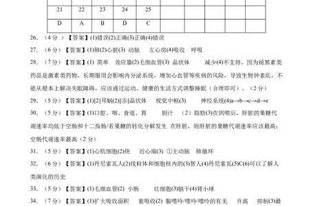 生物03卷（人教版七年级下册全部）-（参考答案）_new_初中全科电子版试卷练习试题_生物_生物人教版7下练习_人教生物7年级下期末试卷11份